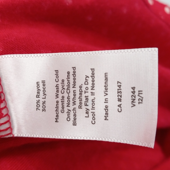 Talbots Surplice Neckline Top Polka Dot Short Sleeve Size Large Red White - Picture 7 of 8